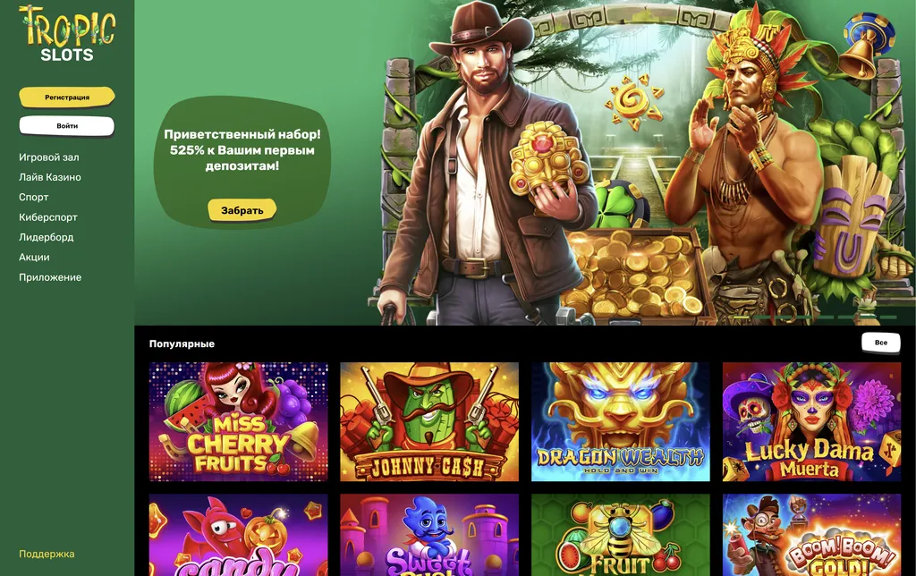 Интуитивно понятный интерфейс - начните играть легко в казино Tropic Slots .